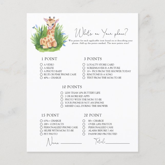 Wild Giraffe - What's on your phone game (Front)