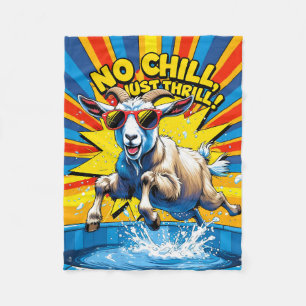 Wild Goat Summer Retro Pool Splash Fleece Blanket