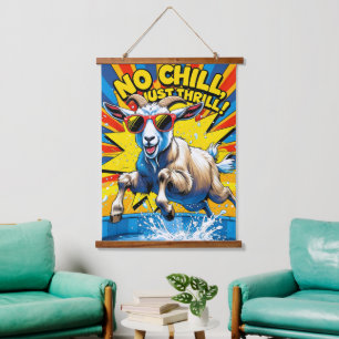 Wild Goat Summer Retro Pool Splash Hanging Tapestry