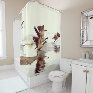 "Wild Goose Chase"   -  Running Geese Shower Curtain