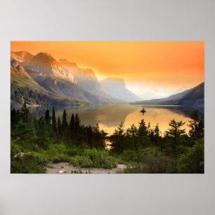 Wild goose island in Glacier national park Poster