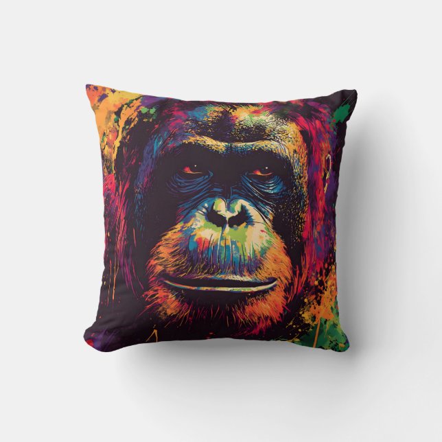Wild Graffiti Urban Jungle Gorilla  Cushion (Front)