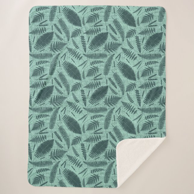 Wild grasses and ferns sherpa blanket (Front)