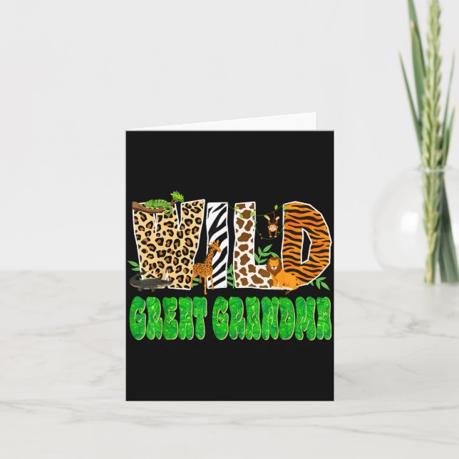 Wild Great Grandma Zoo Safari Animal Birthday Fami Card (Front)