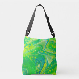 Wild Green Blue Flow Art Crossbody Bag