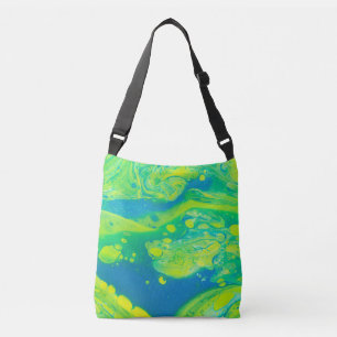 Wild Green Blue Flow Art Crossbody Bag