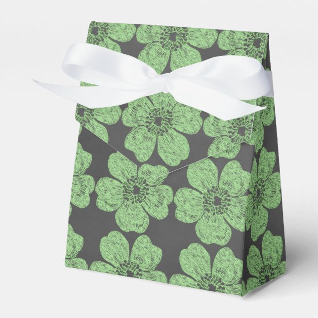 Wild Green Roses Chalkboard Favour Box (Front Side)