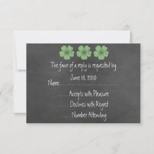 Wild Green Roses Chalkboard RSVP Cards