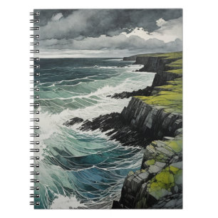 Wild Green with crashing waves Coastline Notebook