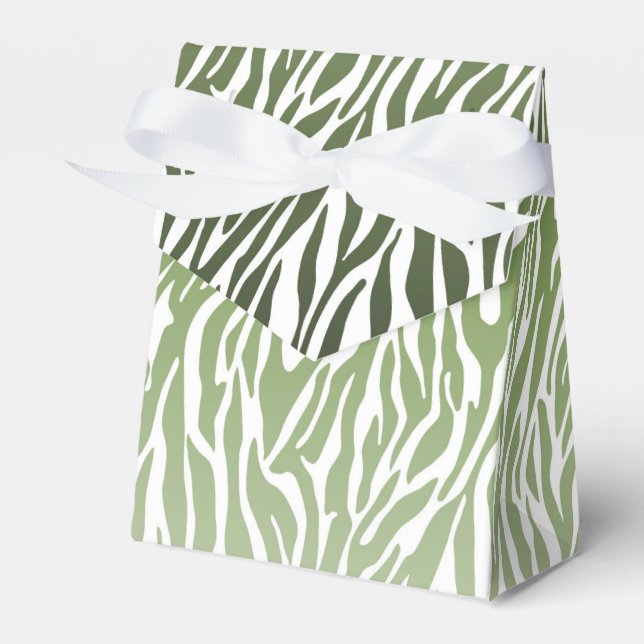 Wild Green Zebra Print Birthday Favour Box (Front Side)
