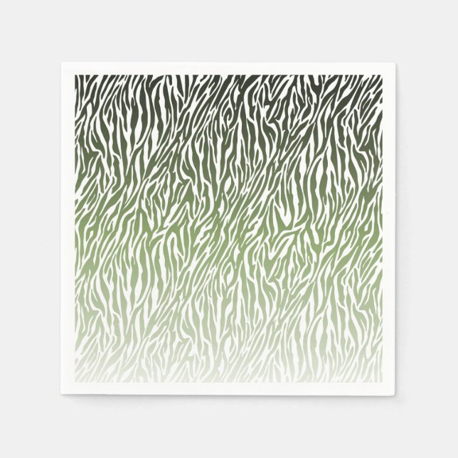 Wild Green Zebra Print Ombre Napkin (Front)