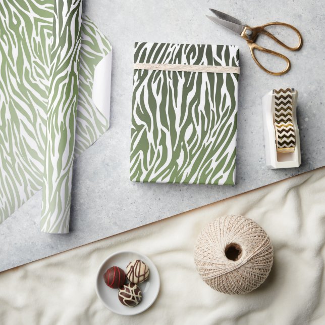 Wild Green Zebra Print Ombre Wrapping Paper (Crafts)