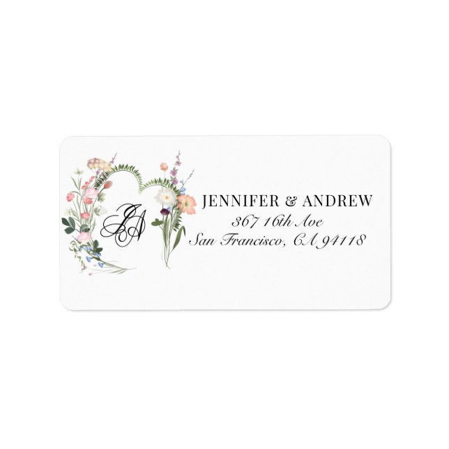 Wild Greenery Flowers | Calligraphy Classic labels (Front)