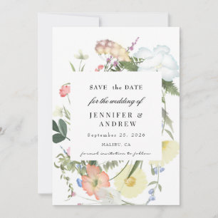Wild Greenery Flowers Wildflower Wedding Save The Date