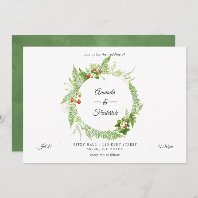 Wild Greenery Wedding Invitation (Front/Back)