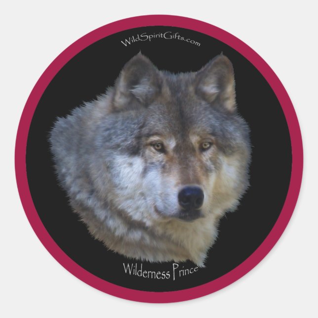 WILD GREY WOLF Wildlife Stickers (Front)