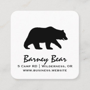 Wild Grizzly Bear Silhouette Outdoors Wildlife Square Business Card