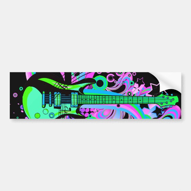 Wild Guitar (black) Bumper Sticker (Front)
