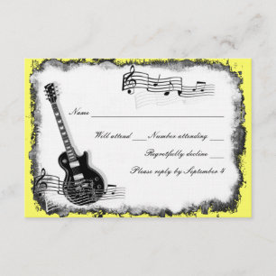 Wild Guitar Yellow Music RSVP Card