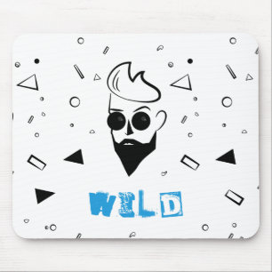Wild Guy - Sketched Man in Black, White & Blue Mouse Pad