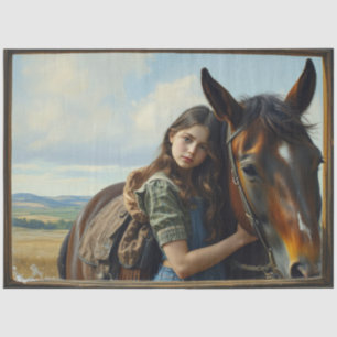 Wild Gypsy girl with her horse Tissue Paper