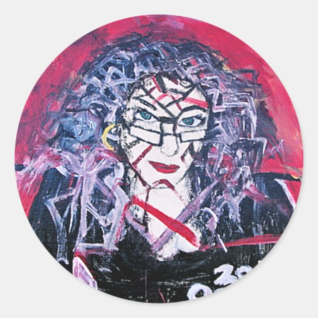 WILD HAIR ABSTRACTION CLASSIC ROUND STICKER (Front)