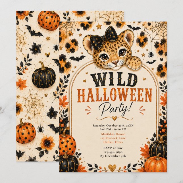 Wild Halloween Party Invitation (Front/Back)