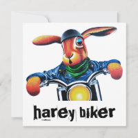 Wild hare, riding a motor cycle in leather