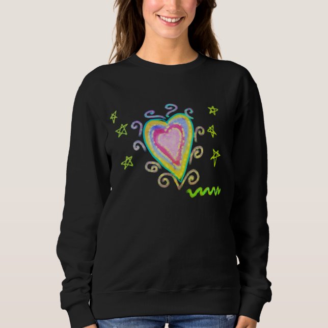 Wild Heart Colourful Abstract Wearable Art Sweatshirt (Front)