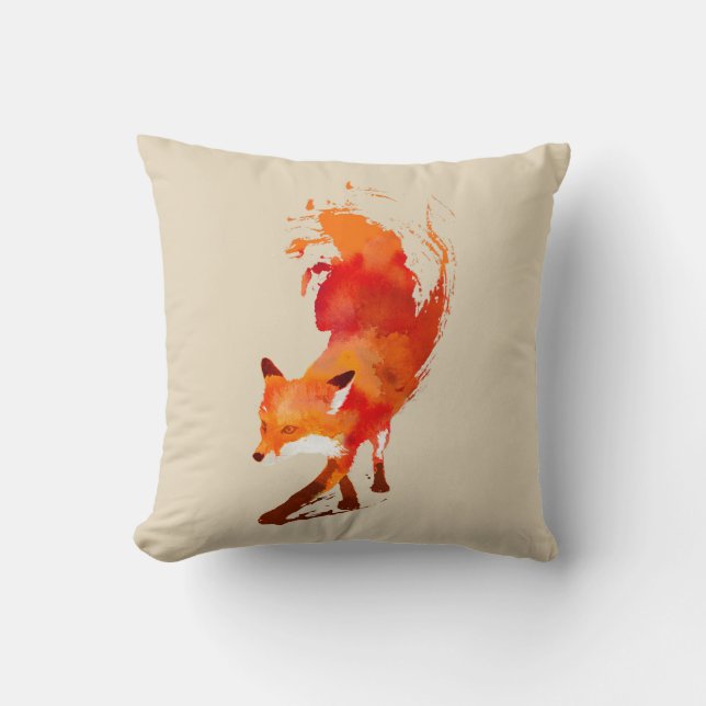 Wild Heart Water Colour Fox Pillow (Front)