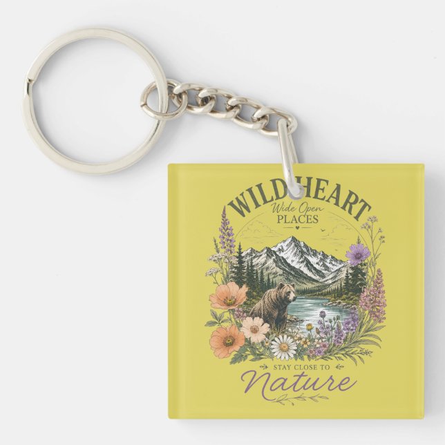 Wild Heart Wide Open Places Bear Mountain Wildflow Key Ring (Front)