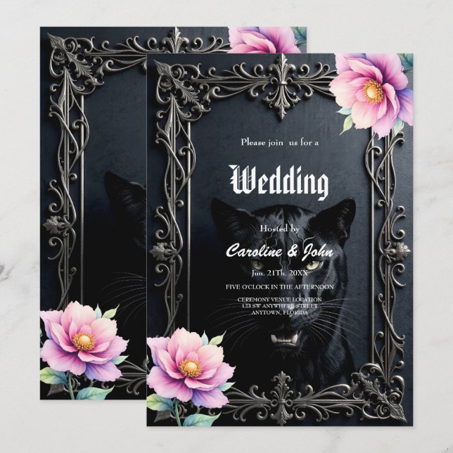 Wild Hearts, Eternal Vows.  Invitation (Front/Back)