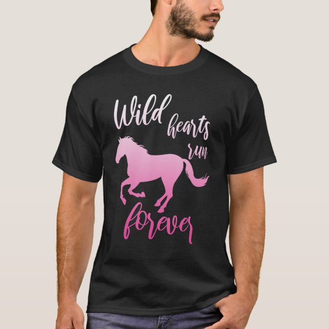 Wild Hearts Run for ever Horse Girl Equestrian Spo T-Shirt (Front)