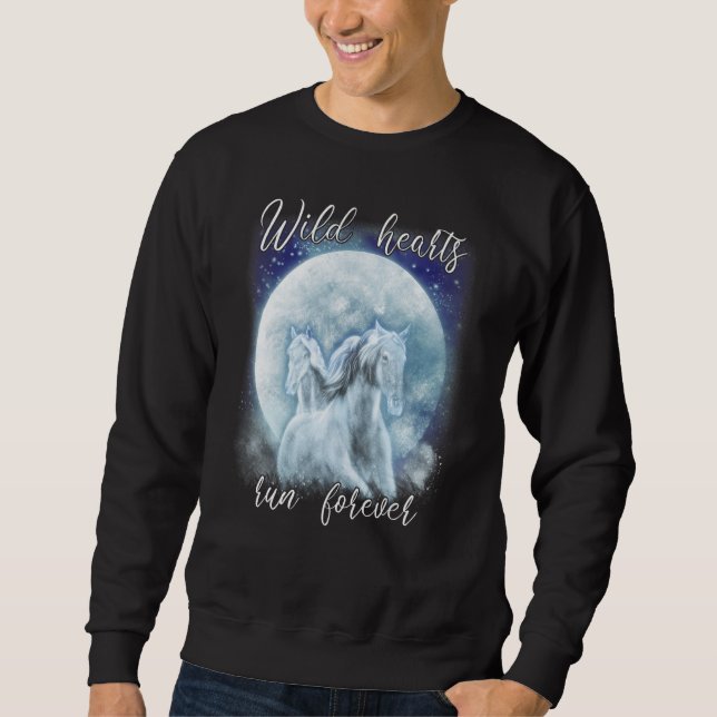 Wild Hearts Run for ever Moon Horse Riding Sweatshirt (Front)