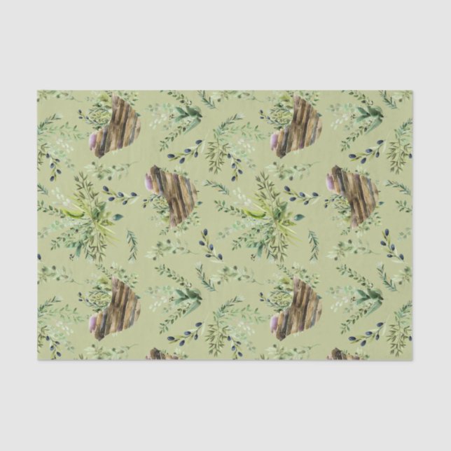 Wild Herb Sage with Birds Watercolor Tissue Paper (Front)