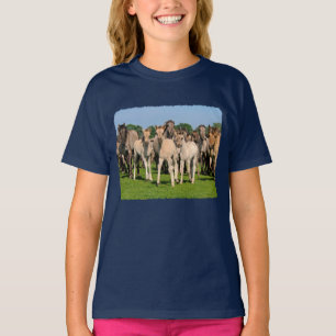 Wild Herd Dulmen Horses Cute Foals Photo - girly T-Shirt