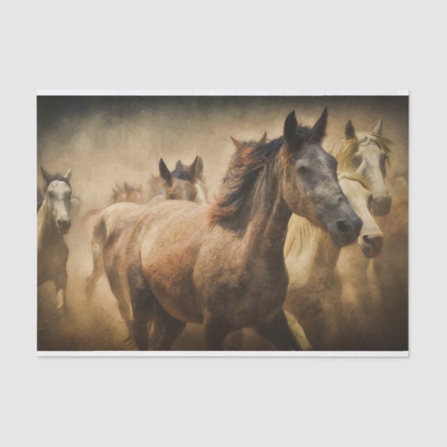 Wild Herd of Horses Decoupage Tissue Paper (Front)
