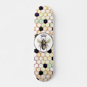Wild Honeycomb Queen Bee Abstract Hexagon Pattern Skateboard