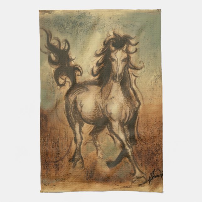Wild Horse and Warm Colours Tea Towel (Vertical)