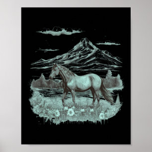 Wild Horse Art Portrait Horseback Riding Vintage G Poster