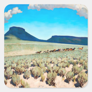 “Wild Horse Country” by Maynard Dixon Square Sticker