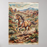 Wild Horse Desert Canyon Southwestern Art Poster