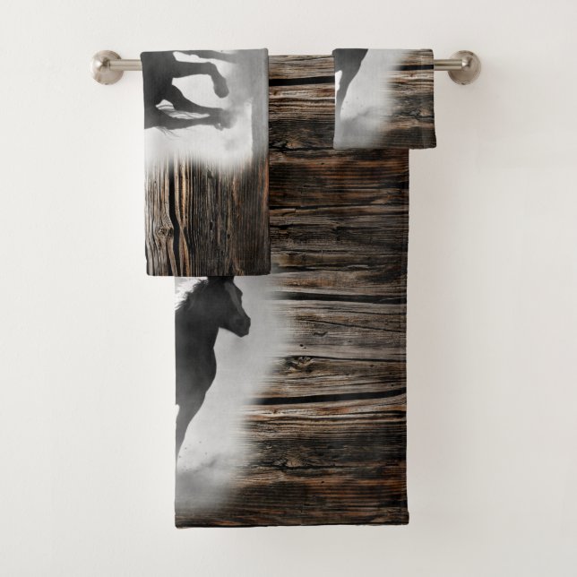 Wild Horse Galloping Bath Towel Set (Insitu)