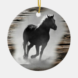 Wild Horse Galloping Ceramic Tree Decoration