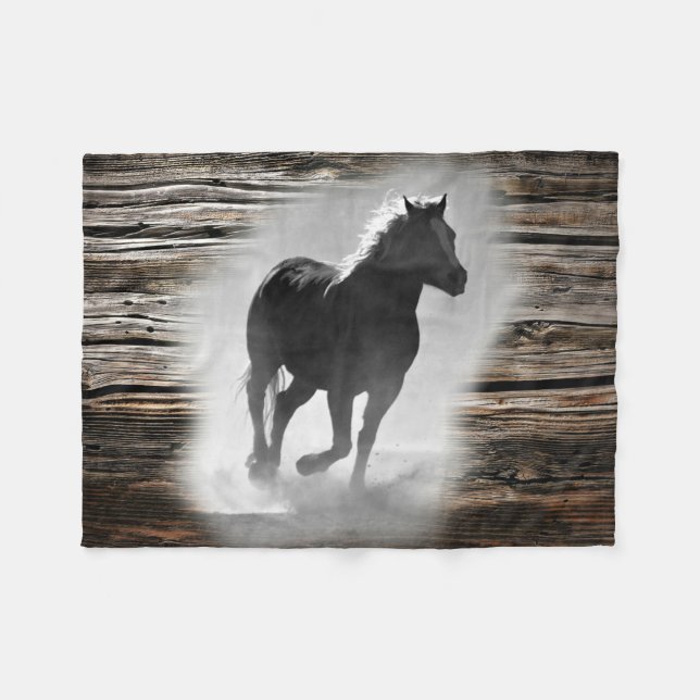 Wild Horse Galloping Fleece Blanket (Front (Horizontal))