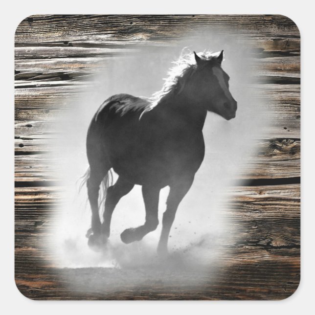 Wild Horse Galloping Square Sticker (Front)