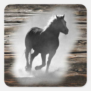 Wild Horse Galloping Square Sticker