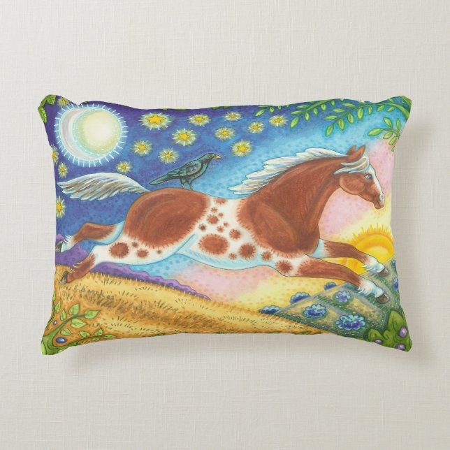 Wild Horse Hill Folk Art Equine Pillow Susan Brack (Front)