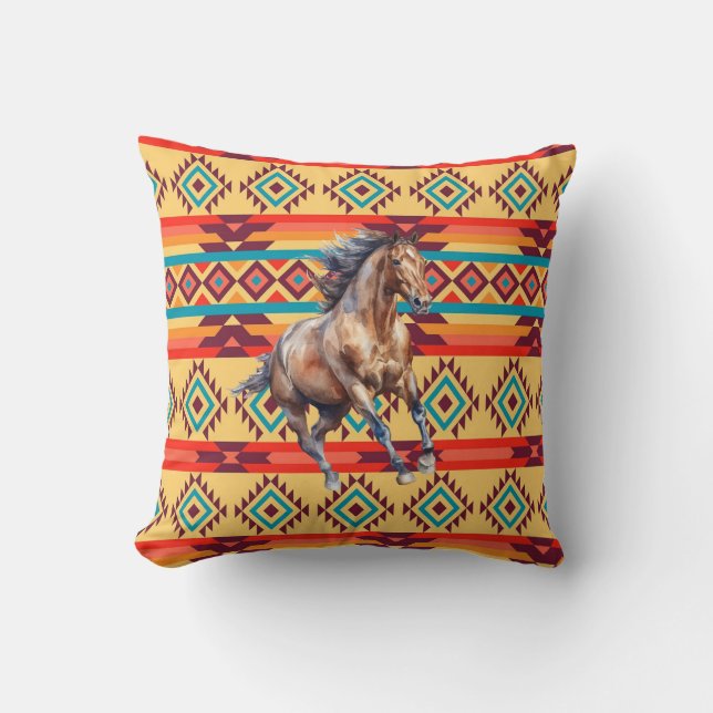 Wild Horse Native American Decor Cushion (Front)