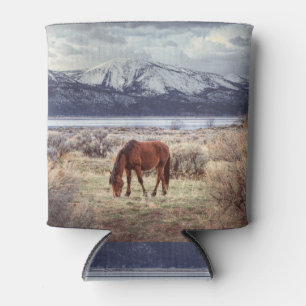 Wild horse: Nevada winter landscape. Can Cooler